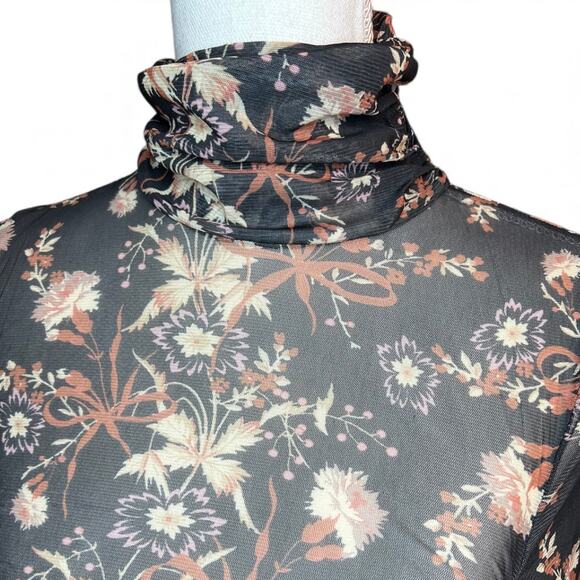 Free People Under It All Bodysuit black floral whimsy goth sheer mesh boho - Picture 3 of 10